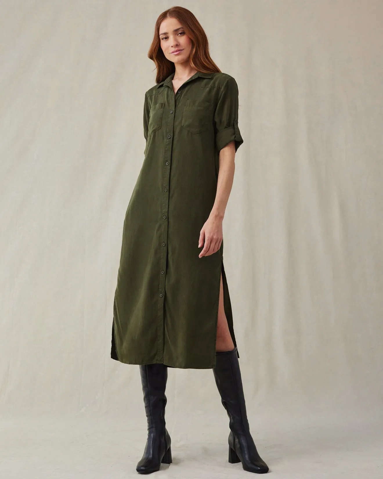 Western Yoke Duster Dress - Italian Herb