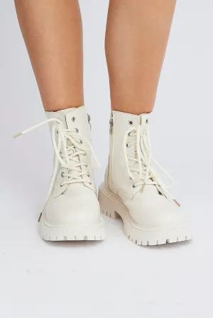 White Boots Chunky Lace up