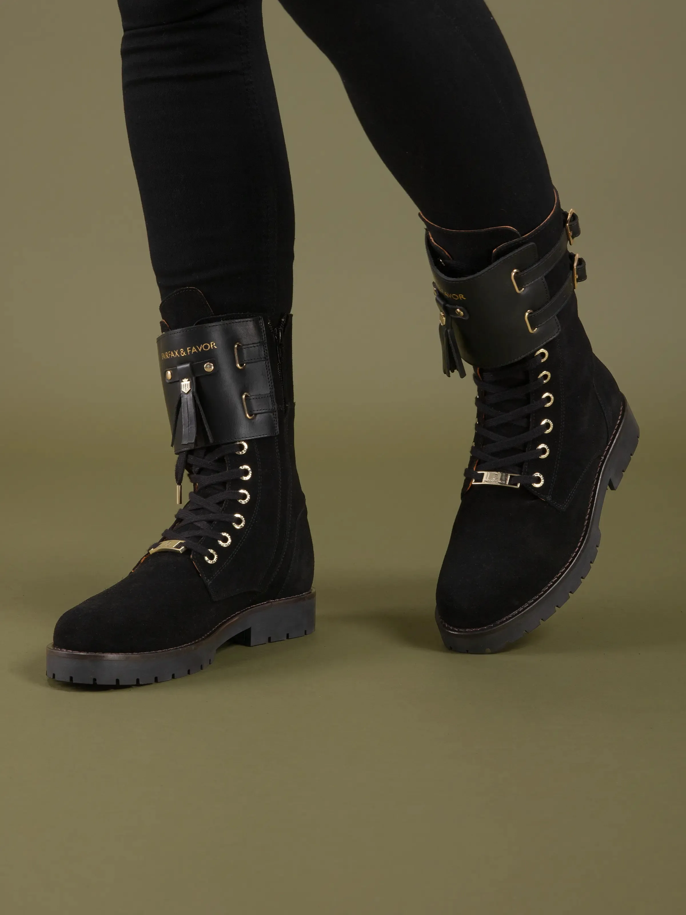 Windsor Combat Boot - Black Suede