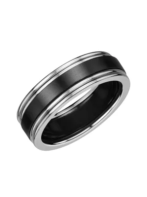 Zedd 9ct White Gold & Zirconium 7mm Wedding Ring