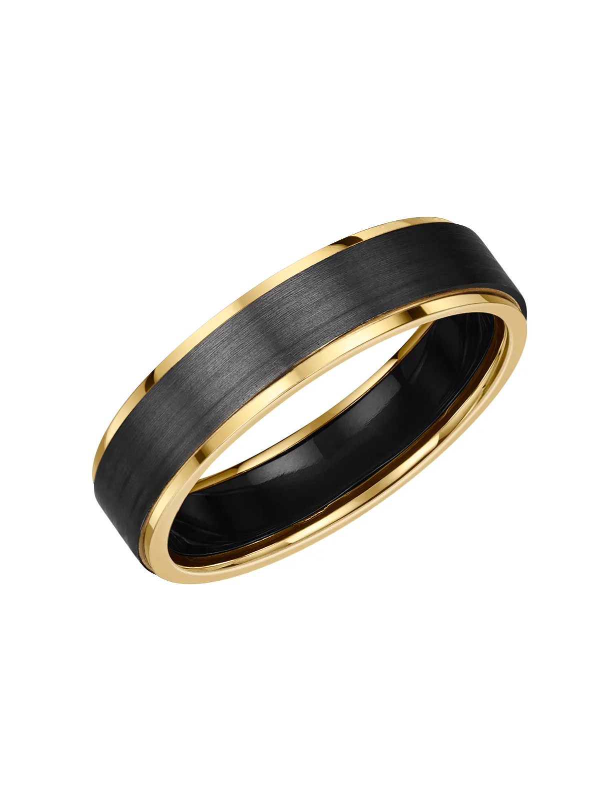 Zedd 9ct Yellow Gold & Zirconium 5.5mm Wedding Ring